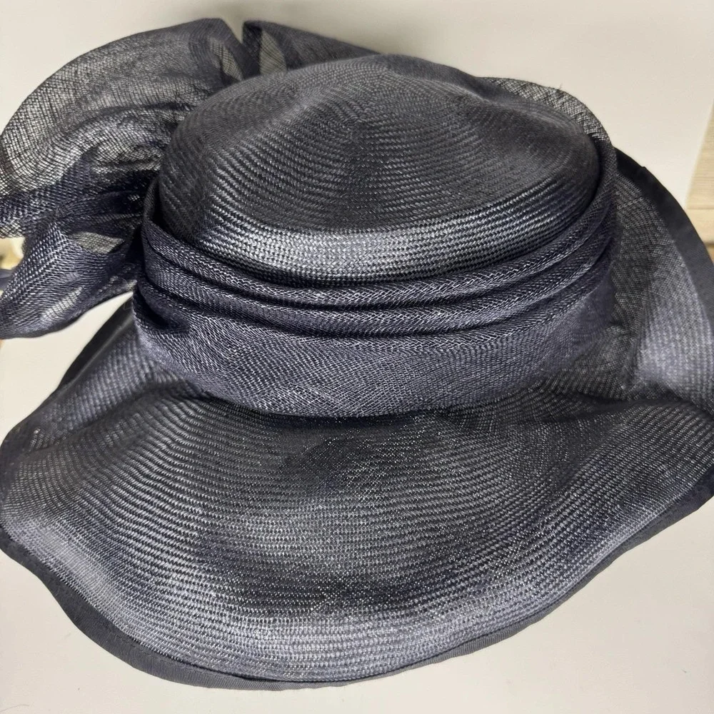 Vintage Ruth Kropveld Chapeau Creations Navy Organza Bow‎ Occasion Hat w Tag